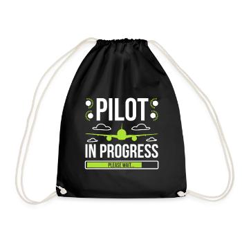 Aviator Pilot in Arbeit - Turnbeutel - Schwarz - Vorne