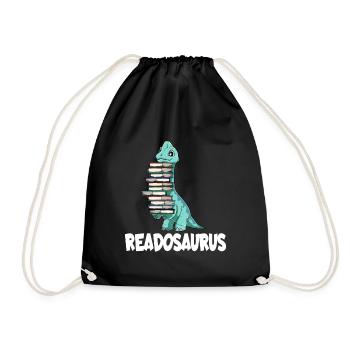 Readosaurus Dinosaurier Bücher Dino Lesen Langhals - Turnbeutel - Schwarz - Vorne