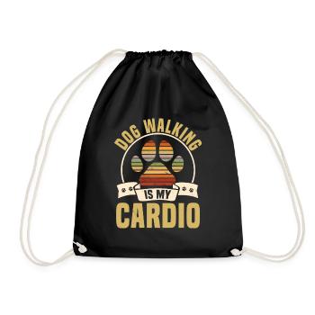 Vintage Dog Walking ist mein Cardio Tiersitter - Turnbeutel - Schwarz - Vorne