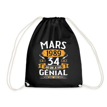 Mars 1989 34 Ans Que Je Suis Génial Anniversaire - Sac de sport léger - noir - Devant