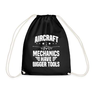 Aircraft Mechanics Have Bigger Tools Aviation - Drawstring Bag - black - Front