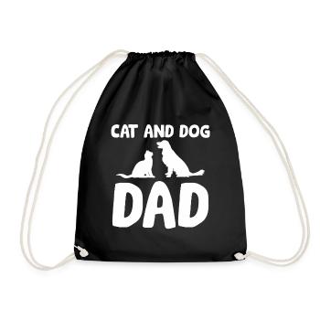 Cat And Dog Dad Cats Dogs Pets Animals Cat And - Turnbeutel - Schwarz - Vorne