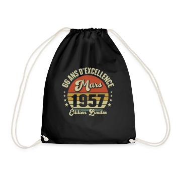66 Ans D'excellence Mars 1957 Édition Limitée - Sac de sport léger - noir - Devant