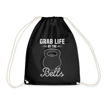 Kettlebell Hanteln Workout Grab Life By The Bells - Turnbeutel - Schwarz - Vorne