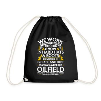 OilField Workers Oil Rig Oil Platform Oil Production - Drawstring Bag - black - Front