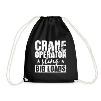 Crane Operator Sling Big Loads Crane Driver Crane - Drawstring Bag - black - Front