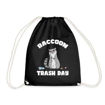 Raccoon Trash Day Lustiger Müll Sammler Panda - Turnbeutel - Schwarz - Vorne