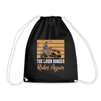 Lawn Ranger Rides Again, Vintage Lawn Care - Drawstring Bag - black - Front