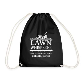Lawn Whisperer Lawn Mower Mowing Hobby Gardener - Drawstring Bag - black - Front