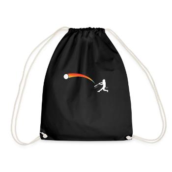 Skeleton Baseball Player Hitter Sunset Baseball - Drawstring Bag - black - Front