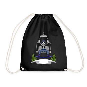 Snowboarder Winter Sports Snowboarding Skeleton - Drawstring Bag - black - Front