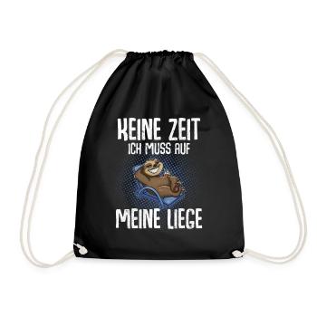 Keine Zeit Ich Muss Auf Meine Liege Faultier - Turnbeutel - Schwarz - Vorne