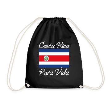 Pura Vida National Flagge Von Costa Rica Geschenk - Turnbeutel - Schwarz - Vorne