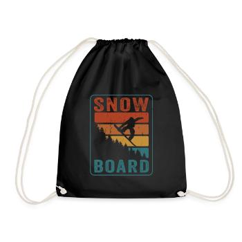 Snowboarder Winter Sports Vintage Snowboarding - Drawstring Bag - black - Front