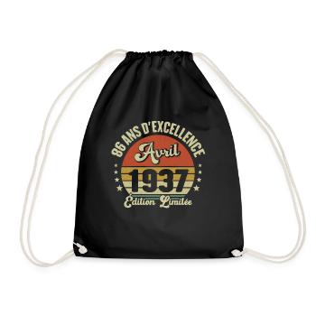 Avril 1937 86 Ans Anniversaire Vintage Idée Cadeau - Sac de sport léger - noir - Devant