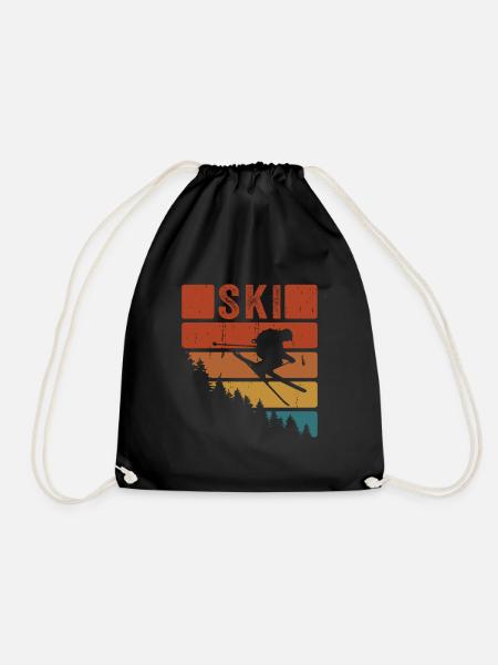 Skiier Ski Vintage Montagne Sports d’hiver Ski - Sac de sport léger - noir