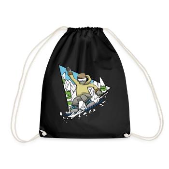 Snowboarder Winter Sports Snowboarding - Drawstring Bag - black - Front