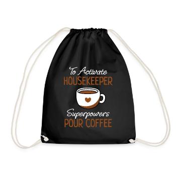 Cleaning lady coffee lover cleaning coffee gift - Drawstring Bag - black - Front