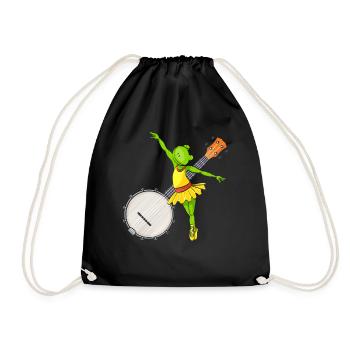 Ballet Dancing Frog Banjo Bluegrass Music - Drawstring Bag - black - Front