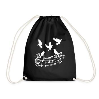 Birds Musical Notes Nature Lovers - Drawstring Bag - black - Front