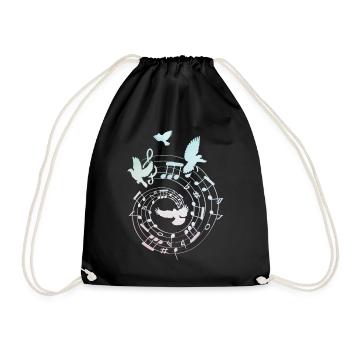 Birds Musical Notes Women Girls Bird Lovers - Drawstring Bag - black - Front