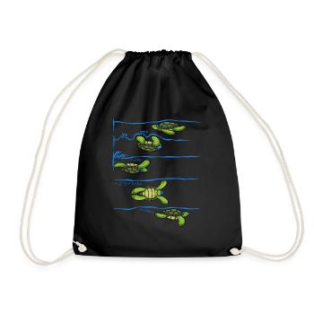 Schwimmer drehen Turtle Swim - Turnbeutel - Schwarz - Vorne