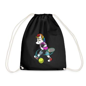 Tennis PLayer Unicorn Tennis - Drawstring Bag - black - Front