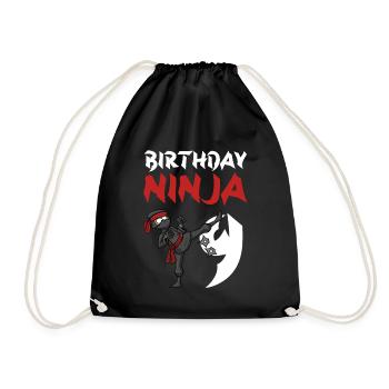 Geburtstagsparty 9 Jahre alter japanischer Ninja Geburtstag - Turnbeutel - Schwarz - Vorne