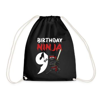 Geburtstagsparty 9 Jahre alter japanischer Ninja Geburtstag - Turnbeutel - Schwarz - Vorne