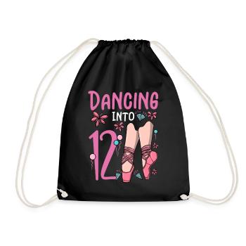Ballet Shoes Dancing Ballerina 12 Ballett Birthday - Drawstring Bag - black - Front