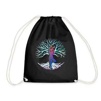 Spirituelle Reiki Baum Yoga Natur Meditation - Turnbeutel - Schwarz - Vorne