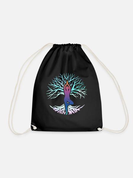 Spirituelle Reiki Baum Yoga Natur Meditation - Turnbeutel - Schwarz