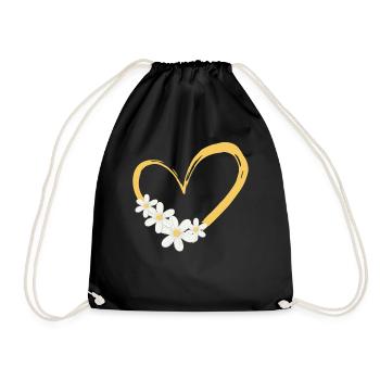 Daisy Flower Heart Women Gardener - Drawstring Bag - black - Front