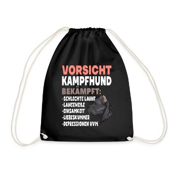 Vorsicht Kampfhund Lustiger Hundespruch - Turnbeutel - Schwarz - Vorne