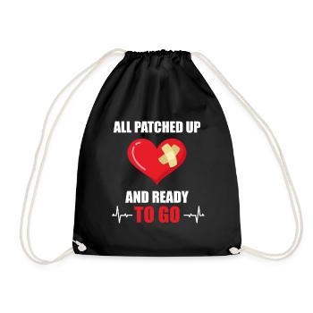 All Patched Up Ready To Go Heart Attack Heart Attack - Drawstring Bag - black - Front