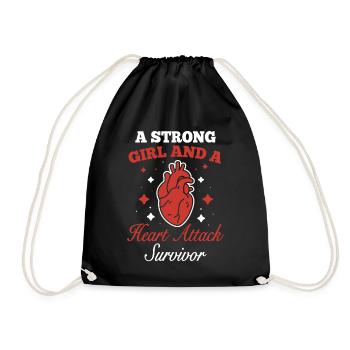 Strong Woman Surviving Heart Attack Heart Attack - Drawstring Bag - black - Front