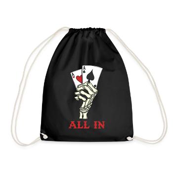 Joueur de poker Cartes de poker Ace Skeleton Hand Poker - Sac de sport léger - noir - Devant