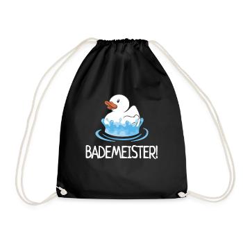 Bademeister Quietscheente Schwimmbad Enten - Turnbeutel - Schwarz - Vorne