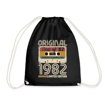 Vintage Geburtstag Original Geschenkidee 1982 - Turnbeutel - Schwarz - Vorne
