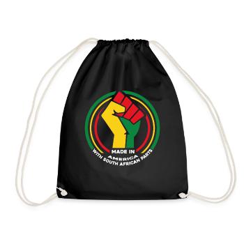 Made In America With South African Parts - Drawstring Bag - black - Front