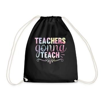 Back to School Teacher Tie Sports Education - Drawstring Bag - black - Front