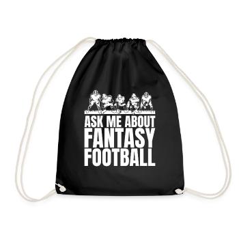 Funny ask me about fantasy football - Drawstring Bag - black - Front
