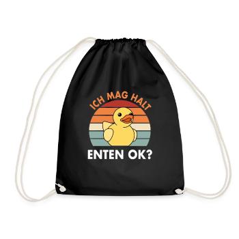 Quietscheenten Gummienten Ich Mag Halt Enten Ok - Turnbeutel - Schwarz - Vorne
