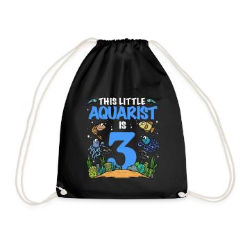 Aquarium 3 Birthday This Little Aquarist Birthday - Drawstring Bag - black - Front