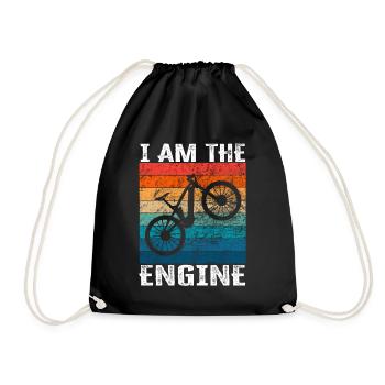 I'm the engine - funny bike saying - Drawstring Bag - black - Front