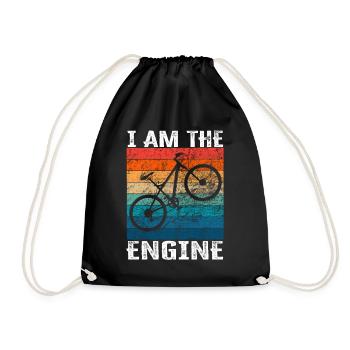 I'm the engine - funny bike saying - Drawstring Bag - black - Front