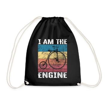 I'm the engine - funny bike saying - Drawstring Bag - black - Front