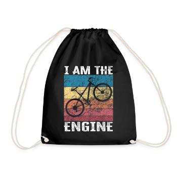 I'm the engine - funny bike saying - Drawstring Bag - black - Front