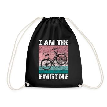 I'm the engine - funny bike saying - Drawstring Bag - black - Front