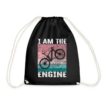 I'm the engine - funny bike saying - Drawstring Bag - black - Front